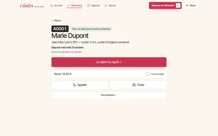 Démonstration : fiche d’un vêtement prêt