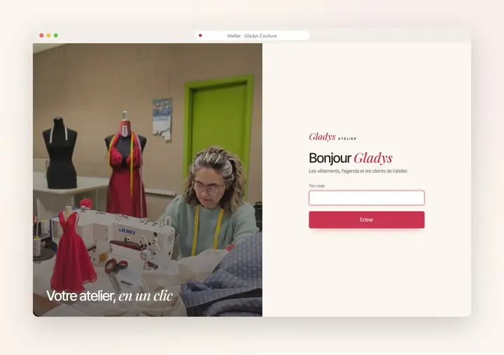 Démonstration, application d’atelier sur ordinateur : Connexion par code