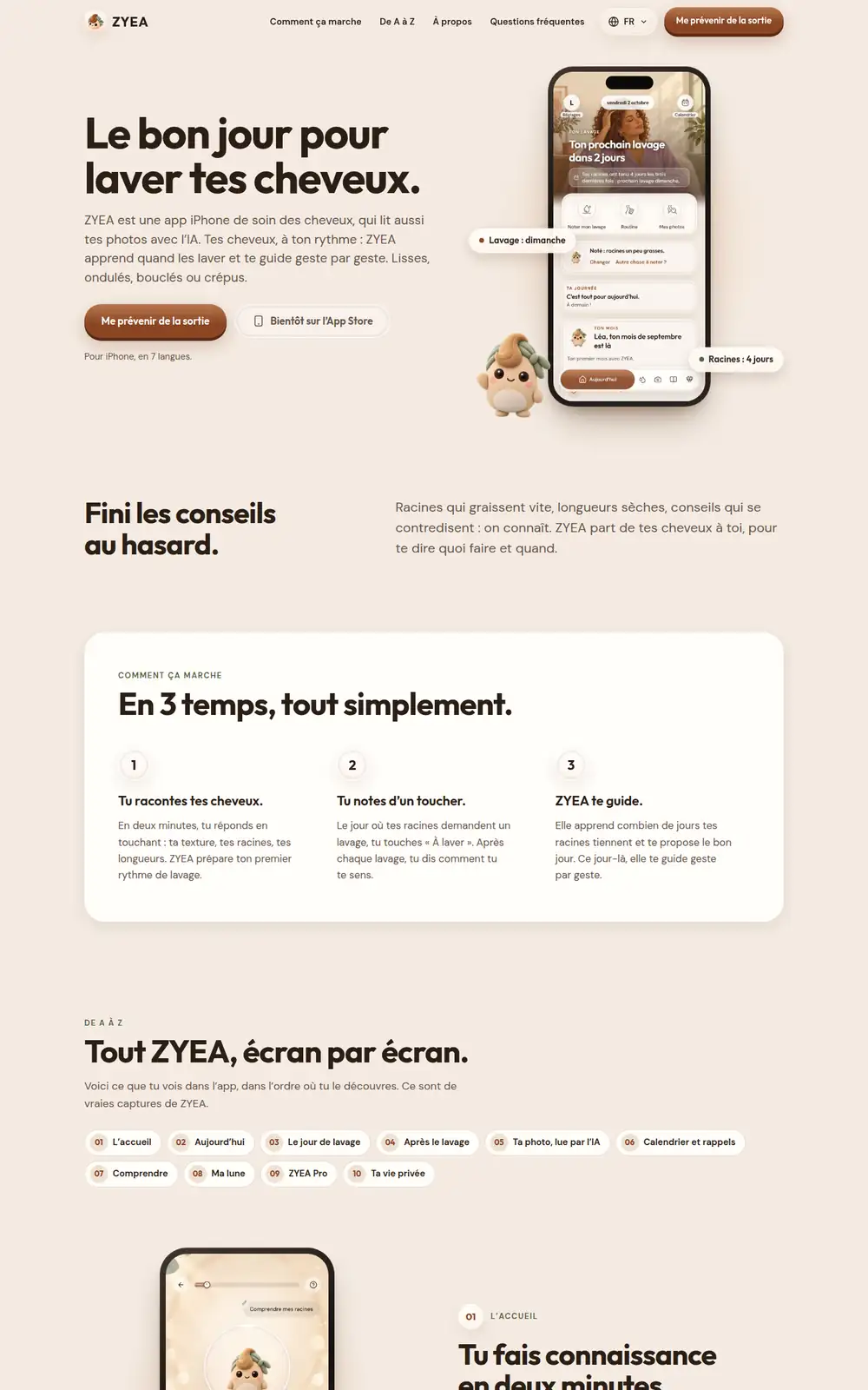 Capture pleine page du site zyea.app, version ordinateur