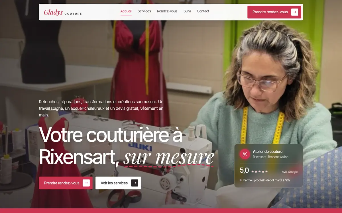 Page d’accueil de gladys-couture.be, version ordinateur