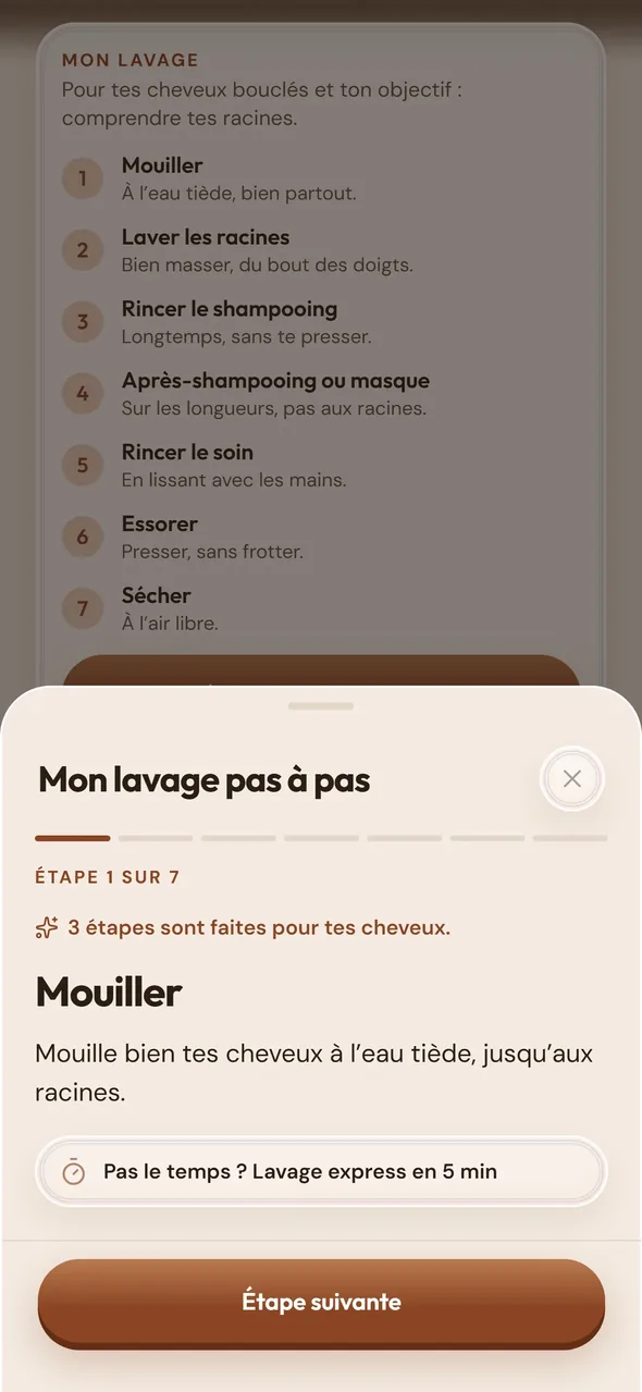 Capture publique de ZYEA : lavage pas à pas, étape « Mouiller »